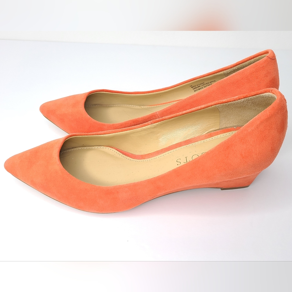 Talbots Suede Wedges Heels Coral "Lacey" Size 6